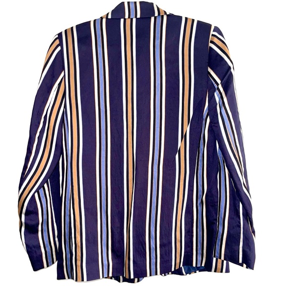 H&M Suit Jacket - Blue with light blue, yellow & white stripes - Size US 8 - Picture 2 of 3